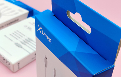 Elektronikverpackungsbox mit integriertem Ausstellungshaken